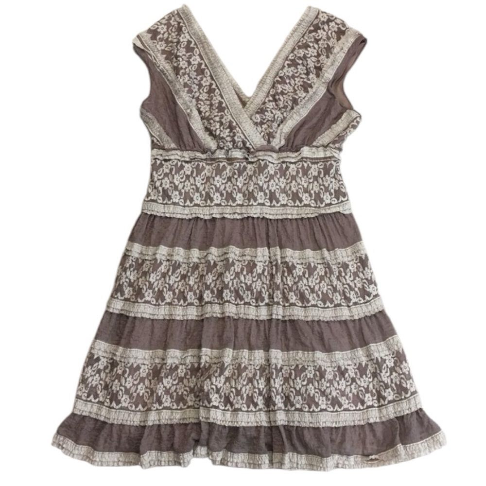 Max Studio Mauve Cream Lace Babydoll Dress Size Large Women’s